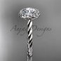 platinum "Forever One" Moissanite rope engagement ring RP8197