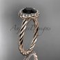 14kt rose gold Black Diamond rope engagement ring RP8197