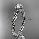 14kt white gold twisted rope engagement ring with a "Forever One" Moissanite center stone RP8201