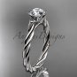 14kt white gold twisted rope engagement ring with a "Forever One" Moissanite center stone RP8201