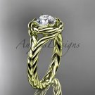 14kt yellow gold twisted rope engagement ring with a "Forever One" Moissanite center stone RP8201