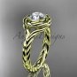 14kt yellow gold twisted rope engagement ring with a "Forever One" Moissanite center stone RP8201