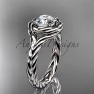 Platinum  twisted rope engagement ring with a "Forever One" Moissanite center stone RP8201
