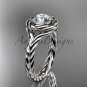 Platinum twisted rope engagement ring with a "Forever One" Moissanite center stone RP8201