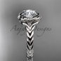 Platinum twisted rope engagement ring with a "Forever One" Moissanite center stone RP8201