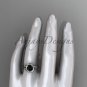 14kt white gold twisted rope engagement ring with a Black Diamond center stone RP8201