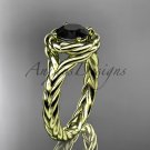 14kt yellow gold twisted rope engagement ring with a Black Diamond center stone RP8201