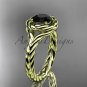 14kt yellow gold twisted rope engagement ring with a Black Diamond center stone RP8201