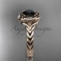 14kt rose gold twisted rope engagement ring with a Black Diamond center stone RP8201