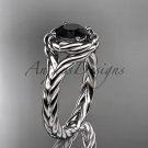 platinum  twisted rope engagement ring with a Black Diamond center stone RP8201