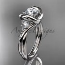 14kt white gold twisted rope three stone engagement ring with a "Forever One" Moissanite RP8146