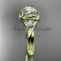 14kt yellow gold twisted rope three stone engagement ring with a "Forever One" Moissanite RP8146