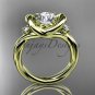 14kt yellow gold twisted rope three stone engagement ring with a "Forever One" Moissanite RP8146