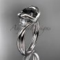 14kt white gold twisted rope three stone engagement ring with a Black Diamond RP8146