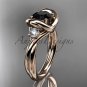14kt rose gold twisted rope three stone engagement ring with a Black Diamond RP8146