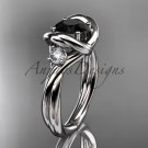Platinum twisted rope three stone engagement ring with a Black Diamond RP8146