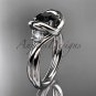 Platinum twisted rope three stone engagement ring with a Black Diamond RP8146