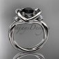 Platinum twisted rope three stone engagement ring with a Black Diamond RP8146
