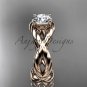 14kt rose gold "Forever One" Moissanite twisted rope engagement ring RP8181