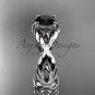 14kt white gold Black Diamond twisted rope engagement ring RP8181