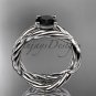 14kt white gold Black Diamond twisted rope engagement ring RP8181