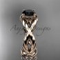 14kt rose gold Black Diamond twisted rope engagement ring RP8181