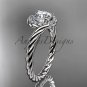 14kt white gold "Forever One" Moissanite rope engagement ring RP8379