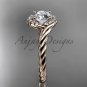 14kt rose gold "Forever One" Moissanite rope engagement ring RP8379