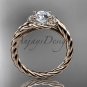 14kt rose gold "Forever One" Moissanite rope engagement ring RP8379