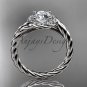 Platinum "Forever One" Moissanite rope engagement ring RP8379