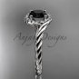 14kt white gold Black Diamond rope engagement ring RP8379