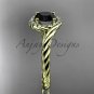 14kt yellow gold Black Diamond rope engagement ring RP8379