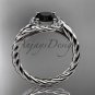 Platinum Black Diamond rope engagement ring RP8379