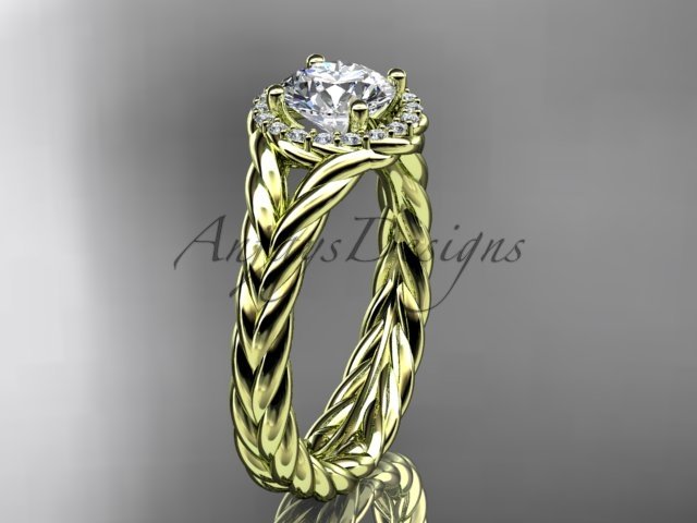 14kt yellow gold halo rope diamond engagement ring RP8380