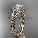 14kt rose gold halo rope diamond engagement ring RP8380
