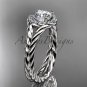 14kt white gold halo rope diamond engagement ring "Forever One" Moissanite center stone RP8380