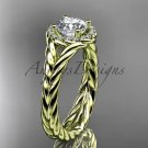 14kt yellow gold halo rope diamond engagement ring "Forever One" Moissanite center stone RP8380
