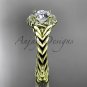 14kt yellow gold halo rope diamond engagement ring "Forever One" Moissanite center stone RP8380
