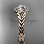 14kt rose gold halo rope diamond engagement ring "Forever One" Moissanite center stone RP8380