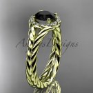14kt yellow gold halo rope diamond engagement ring Black Diamond center stone RP8380
