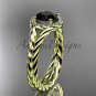 14kt yellow gold halo rope diamond engagement ring Black Diamond center stone RP8380