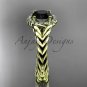 14kt yellow gold halo rope diamond engagement ring Black Diamond center stone RP8380