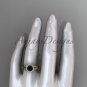 14kt yellow gold halo rope diamond engagement ring Black Diamond center stone RP8380