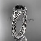 Platinum halo rope diamond engagement ring Black Diamond center stone RP8380