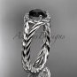 Platinum halo rope diamond engagement ring Black Diamond center stone RP8380