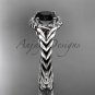 Platinum halo rope diamond engagement ring Black Diamond center stone RP8380