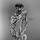 14kt white gold rope celtic Black Diamond engagement rings RPCT970