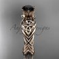 14kt rose gold rope celtic Black Diamond engagement rings RPCT970