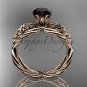 14kt rose gold rope celtic Black Diamond engagement rings RPCT970