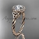 14kt rose gold rope moissanite Celtic Bridal ring RPCT997